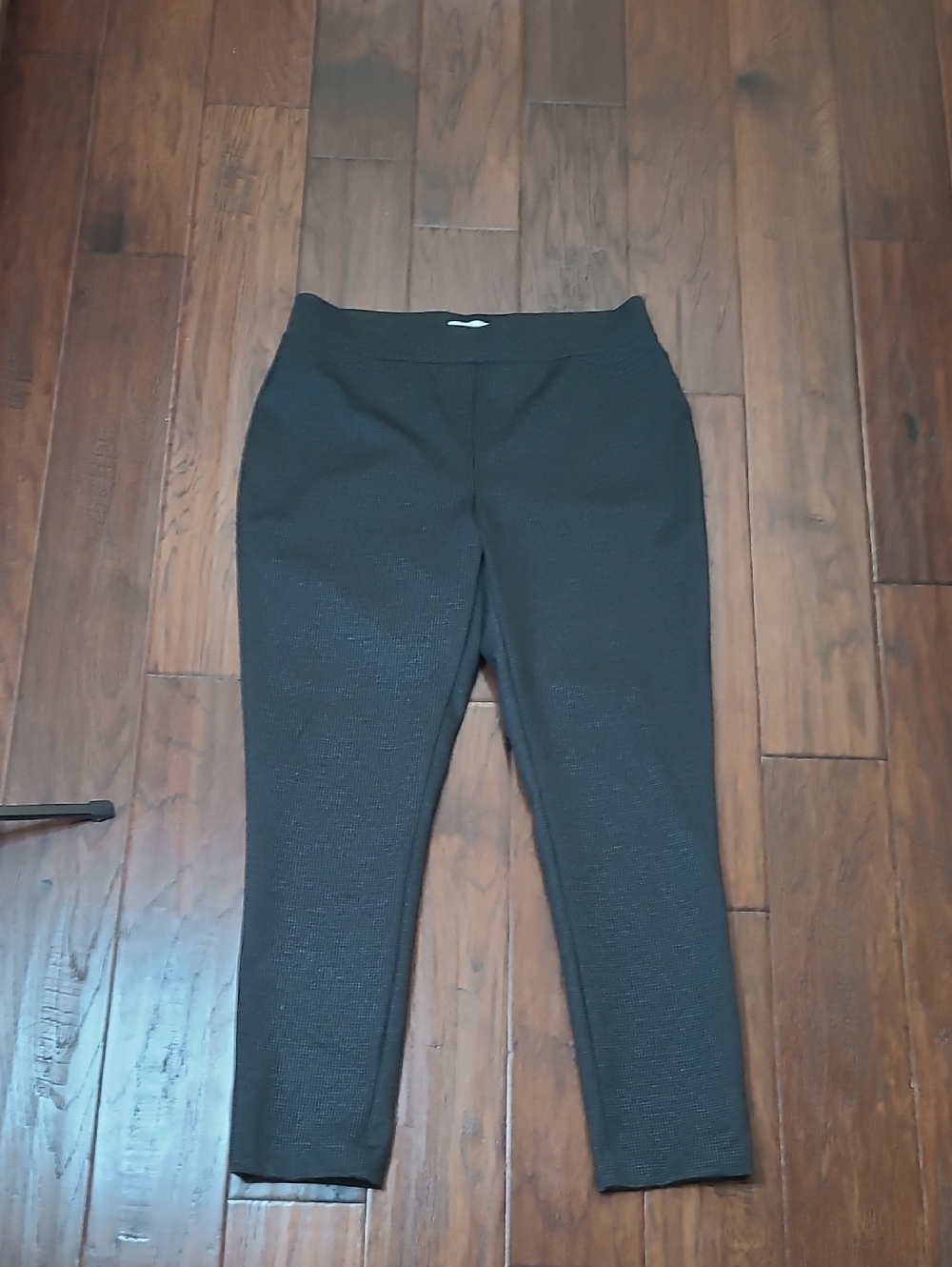 Calvin Klein Black & Grey Pullon Houndstooth Patterned Ankle Pants size 12